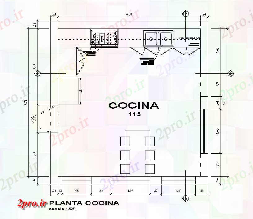 دانلود نقشه آشپزخانه آشپزخانه طرحی طبقه جزئیات طراحی   مشخص      (کد167687)