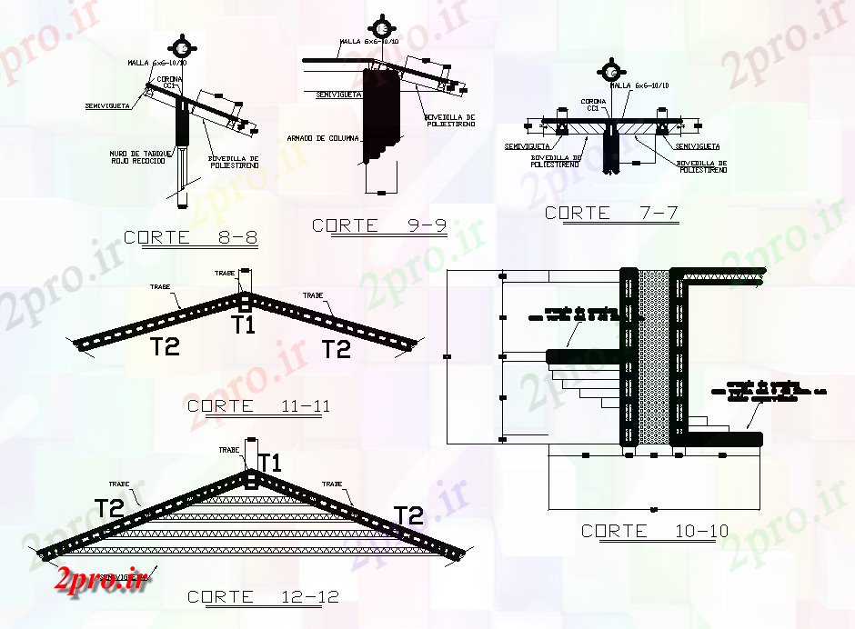 دانلود نقشه قالب اسکلت فلزی  این طراحی سقف طراحی بخش جزئیات توصیف کرد    (کد167711)