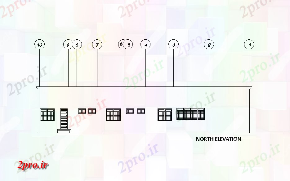 دانلود نقشه جزئیات طراحی ساخت آشپزخانه نما شمالی از طرحی دادگاه های غذایی 26x12m  اتوکد  رسم model  (کد167735)
