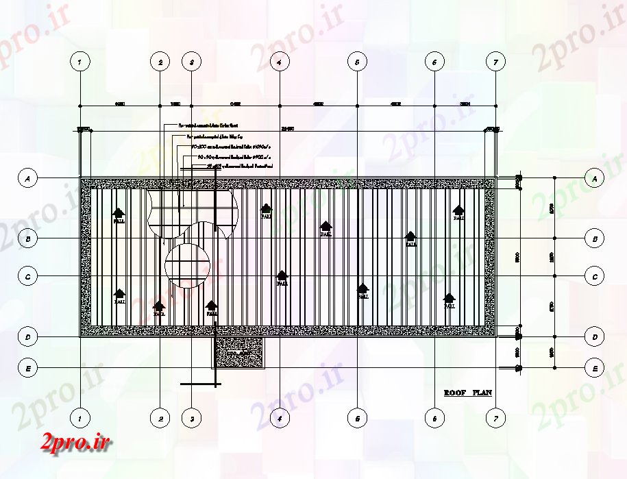 دانلود نقشه ساختمان اداری - تجاری - صنعتی طرحی سقف از طرحی دفتر 26x12m 10 در 15 متر (کد167745)