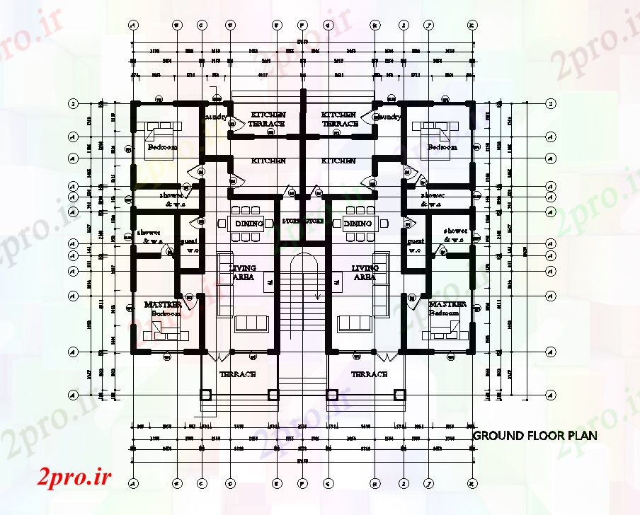 دانلود نقشه مسکونی ، ویلایی ، آپارتمان طرحی طبقه 18x15m زمین ساختمان های مسکونی 16 در 18 متر (کد167751)