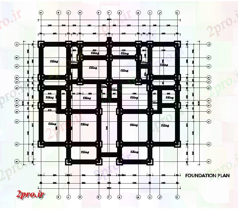 دانلود نقشه مسکونی ، ویلایی ، آپارتمان طرحی بنیاد 18x15m زمین طرحی طبقه از ساختمان های مسکونی اتوکد رسم mode 16 در 19 متر (کد167756)