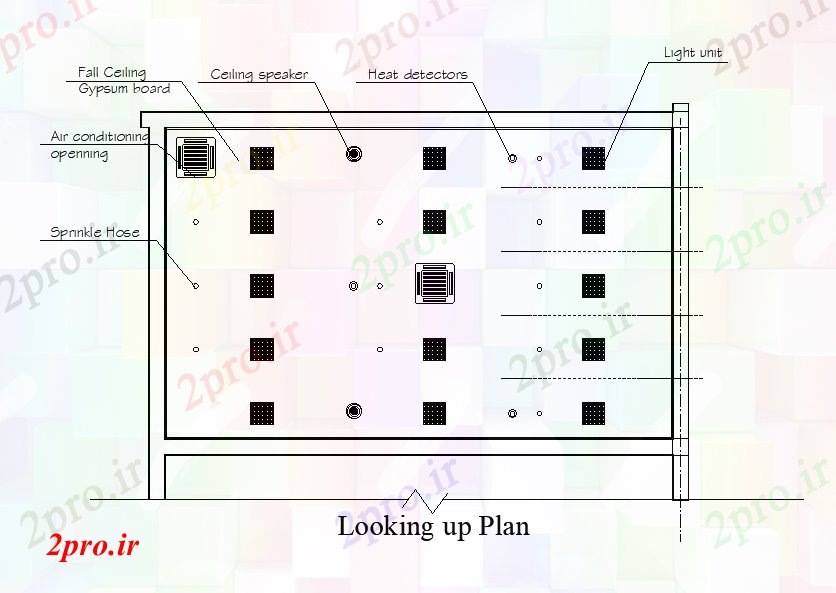 دانلود نقشه جزئیات داخلی طراحی سقف از جزئیات سالن  (کد167844)