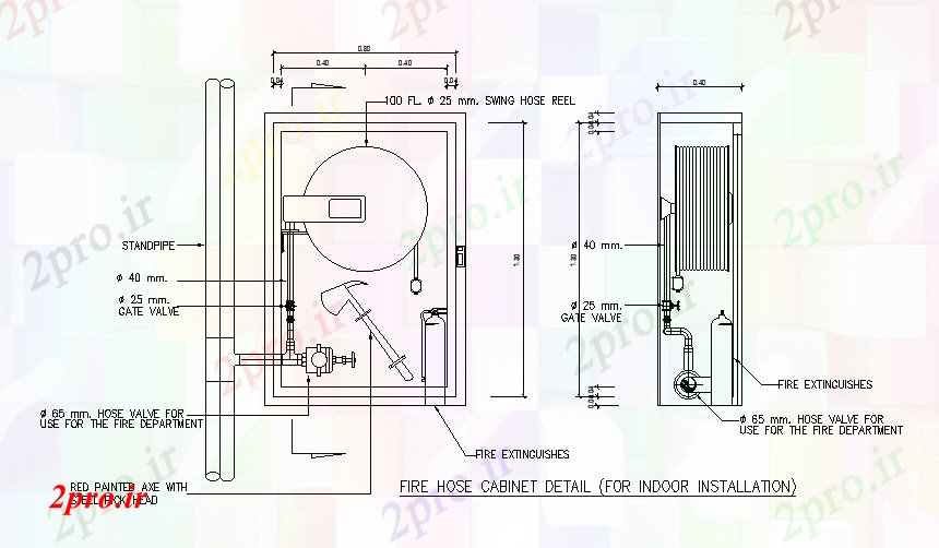 دانلود نقشه جزئیات ساخت و ساز خانه آتش کابینه طرحی و بخش های جانبی  (کد167898)