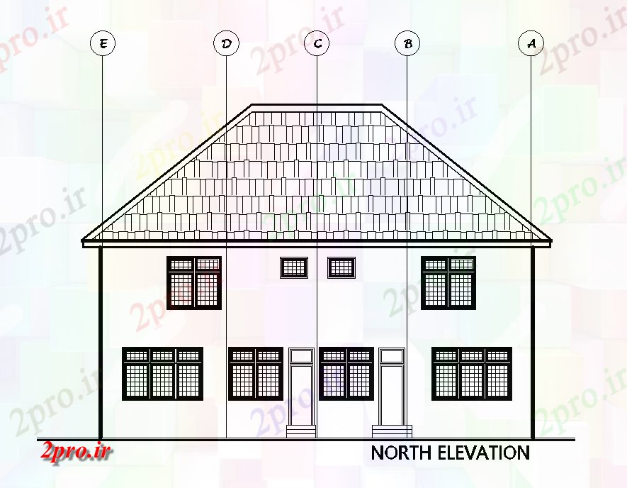 دانلود نقشه مسکونی  ، ویلایی ، آپارتمان  نما ضلع شمالی 15x14m طرحی خانه دوبلکس  (کد167906)