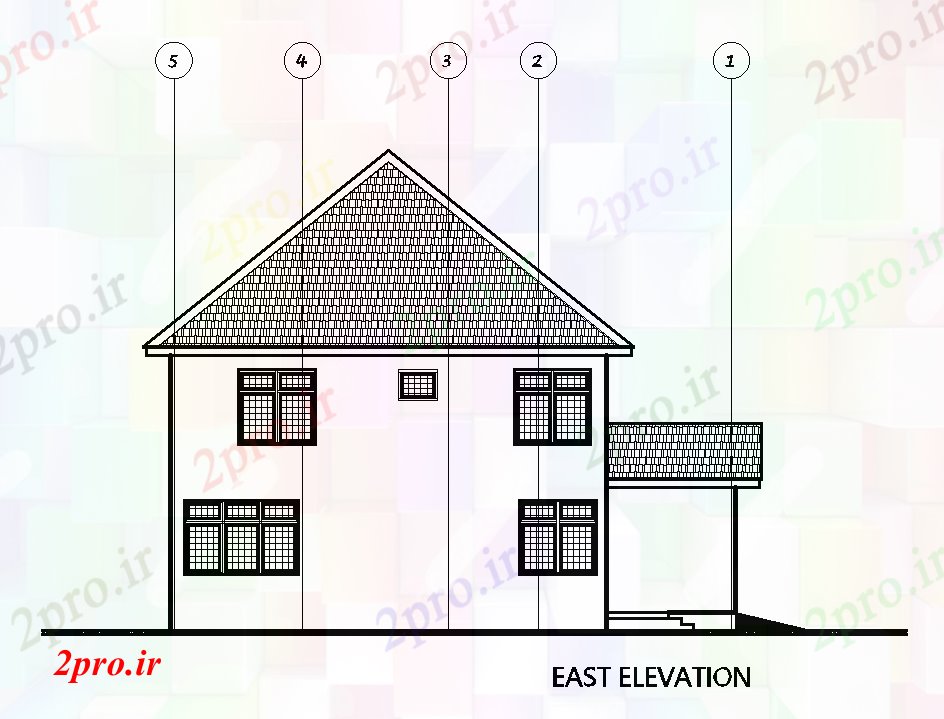 دانلود نقشه مسکونی  ، ویلایی ، آپارتمان  نما سمت شرق از 15x14m طرحی خانه دوبلکس  اتوکد  رسم model  (کد167908)