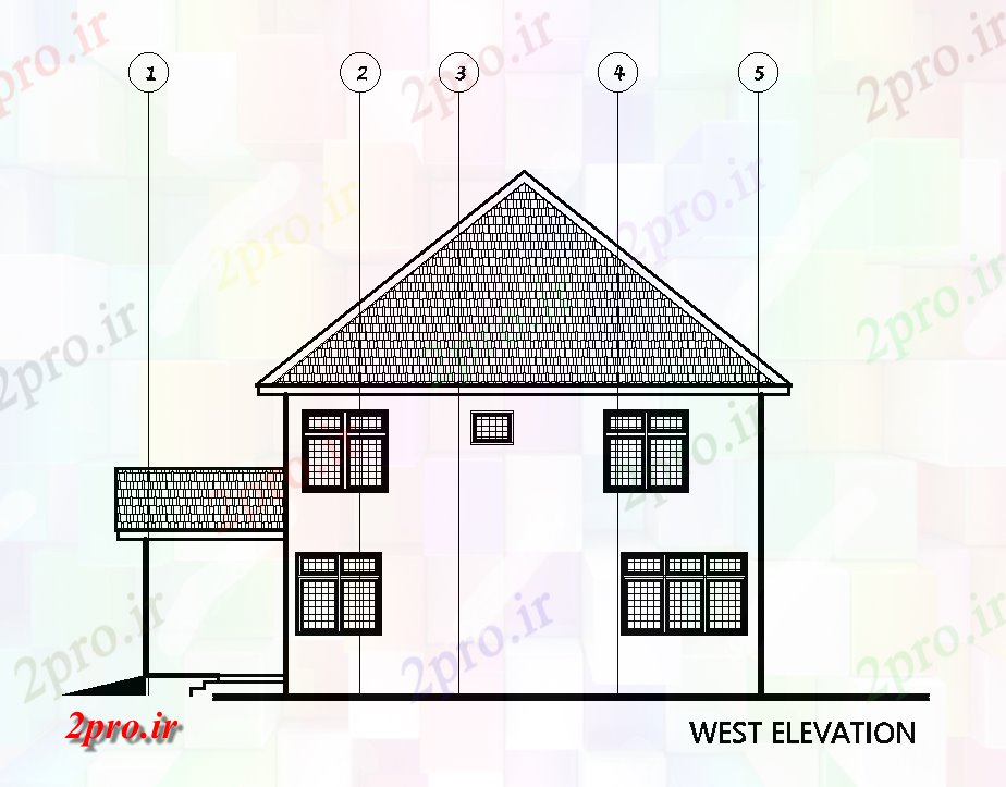 دانلود نقشه مسکونی  ، ویلایی ، آپارتمان  نما سمت غرب از 15x14m طرحی خانه دوبلکس  اتوکد  رسم model  (کد167909)