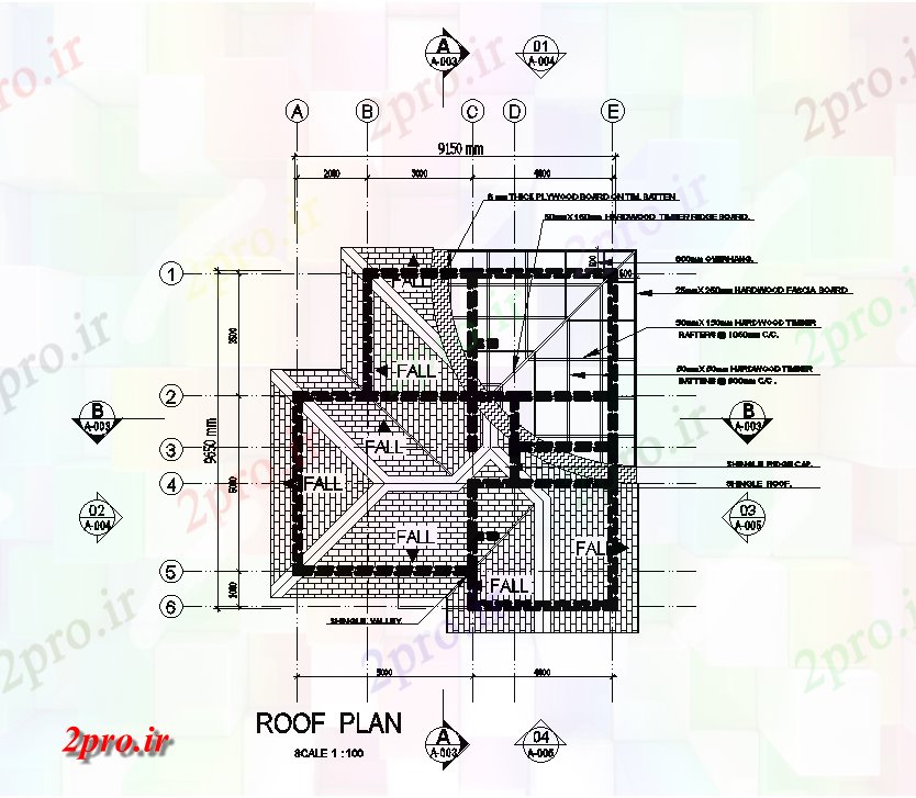 دانلود نقشه مسکونی  ، ویلایی ، آپارتمان  طرحی سقف طرحی خانه 9x10m   (کد167924)