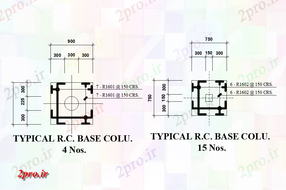 دانلود نقشه جزئیات پایه نمونه RC ستون پایه برای طرحی خانه 9x10m    این  اتوکد   (کد167940)