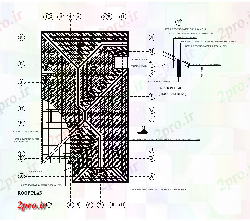 دانلود نقشه مسکونی ، ویلایی ، آپارتمان طرحی سقف طرحی خانه های مسکونی 11x20m 12 در 21 متر (کد167948)