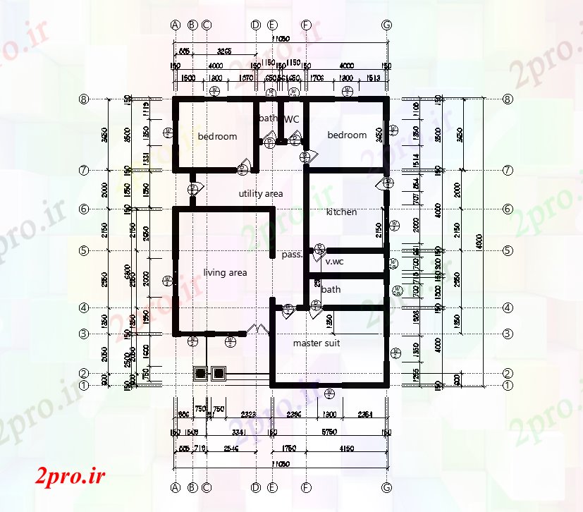 دانلود نقشه مسکونی ، ویلایی ، آپارتمان طرحی خانه 11x15m اتوکد 11 در 15 متر (کد167962)