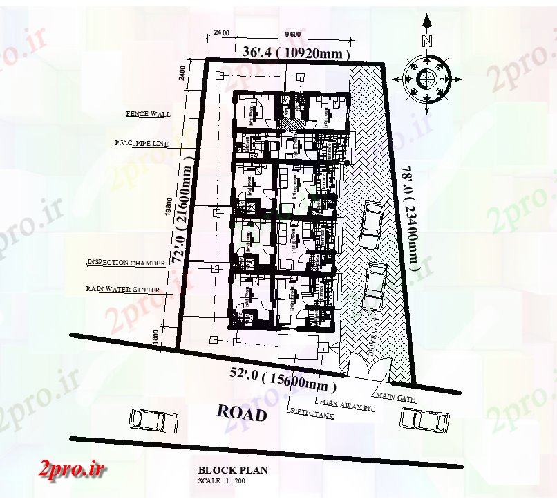 دانلود نقشه مسکونی ، ویلایی ، آپارتمان طرحی سایت از طرحی خانه 19x10m 12 در 24 متر (کد167964)