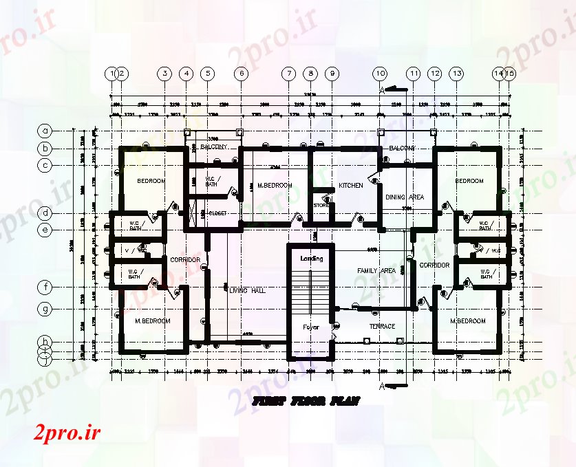 دانلود نقشه مسکونی ، ویلایی ، آپارتمان x15m اول طرحی طبقه از ساختمان های مسکونی 14 در 25 متر (کد168061)