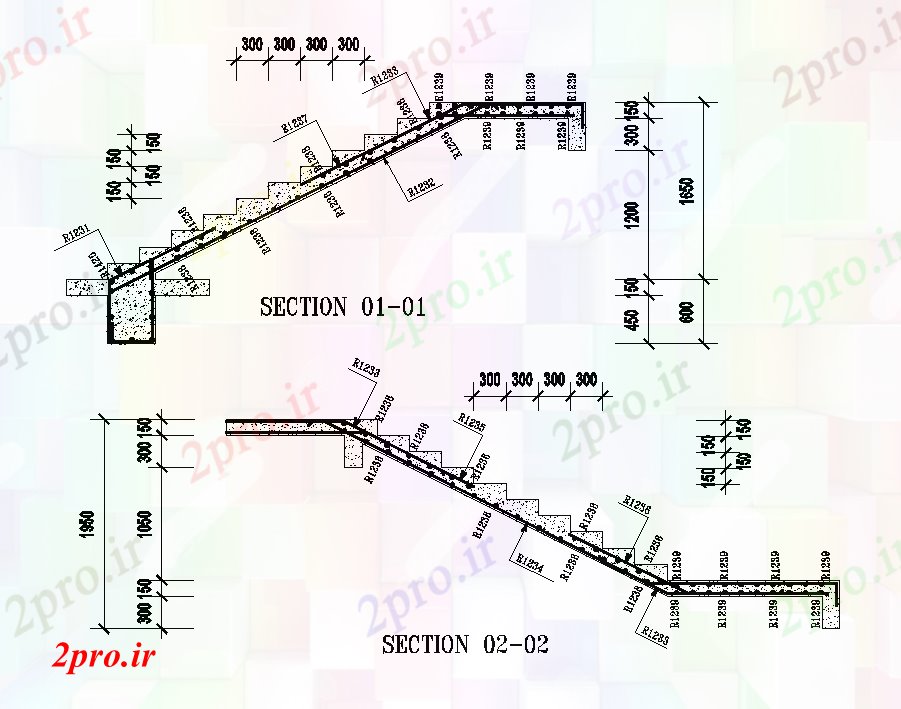 دانلود نقشه جزئیات پله و راه پله   خانه 24x12m پلان بخش راه پله   (کد168092)
