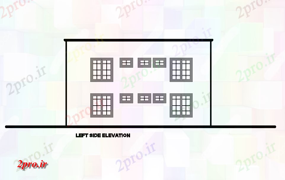 دانلود نقشه مسکونی  ، ویلایی ، آپارتمان  نما سمت چپ 15x14m طرحی خانه دوبلکس  اتوکد  رسم model  (کد168111)