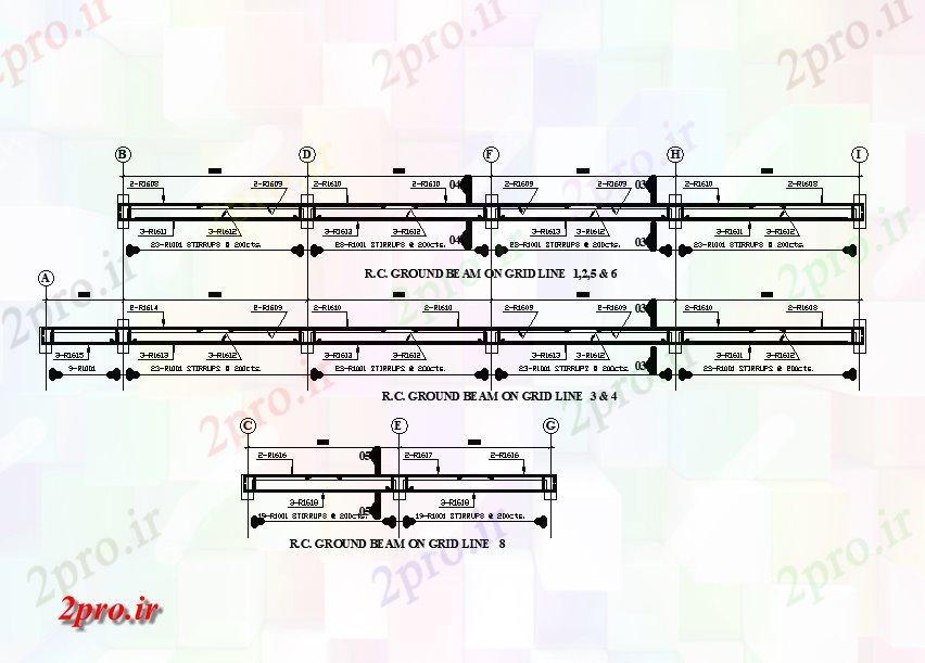 دانلود نقشه جزئیات تیر RC پرتو در جزئیات خط شبکه برای ساختمان 14x19m فروشگاه کار    اتوکد   زمین  (کد168140)