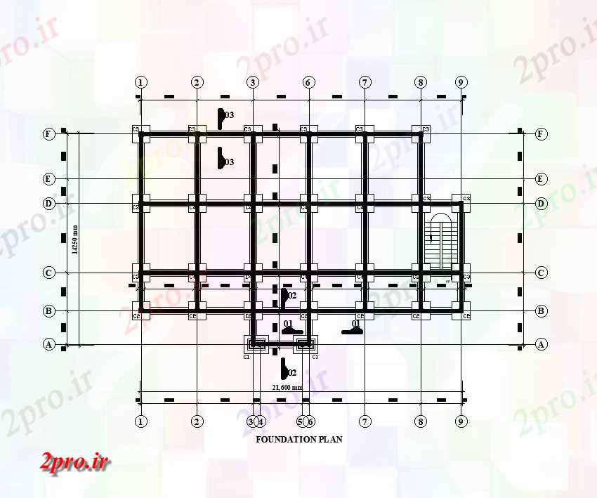 دانلود نقشه هایپر مارکت - مرکز خرید - فروشگاه طرحی بنیاد 21x15m طرحی اتاق نشان می دهد 14 در 22 متر (کد168146)