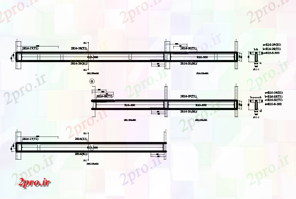 دانلود نقشه جزئیات تیر سه پرتوهای طرحی و سطح مقطع بر روی جزئیات خط شبکه برای ساخت و ساز آپارتمان   23x14m دسترس  که   اتوکد   در حال حاضر (کد168193)