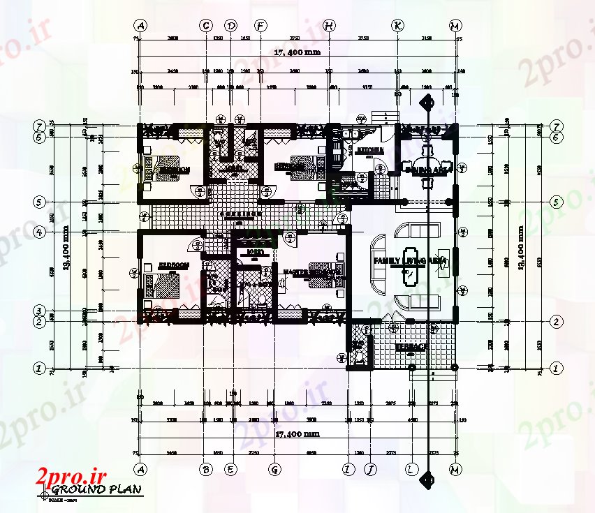 دانلود نقشه مسکونی ، ویلایی ، آپارتمان x14m زمین طرحی خانه طبقه 13 در 17 متر (کد168209)