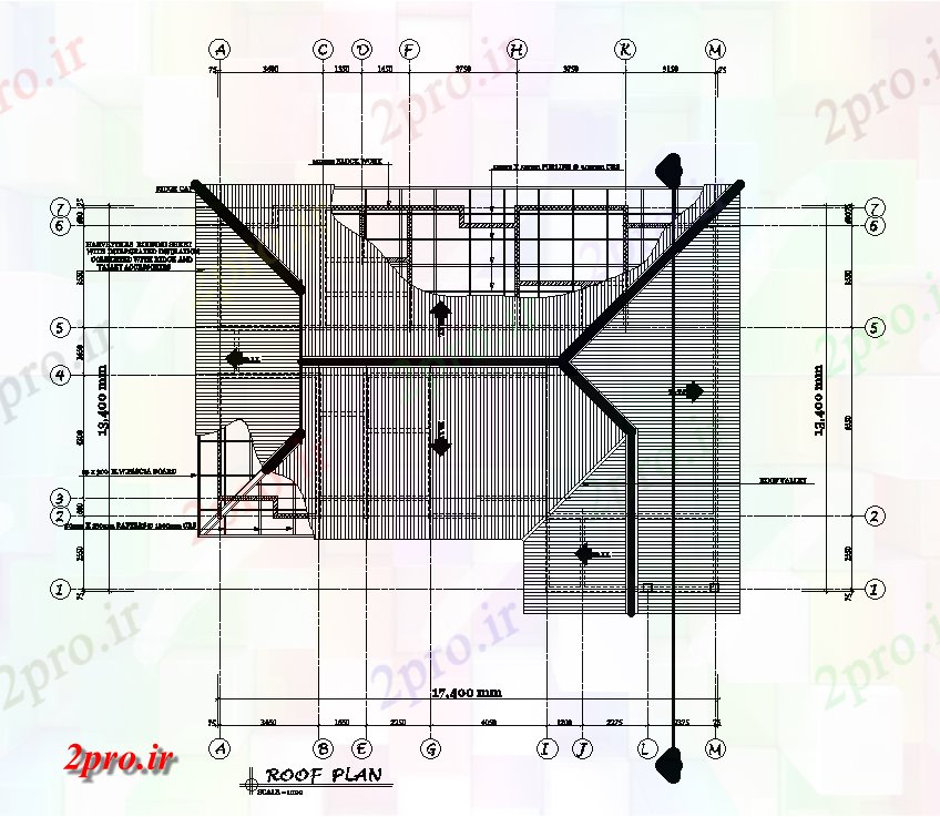 دانلود نقشه مسکونی ، ویلایی ، آپارتمان طرحی سقف 17x14m زمین طرحی خانه طبقه 13 در 17 متر (کد168211)