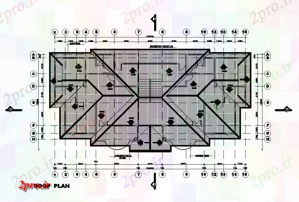 دانلود نقشه طرحی سقف طرحی خانه دوقلو 25x13m  ownloa  (کد168219)