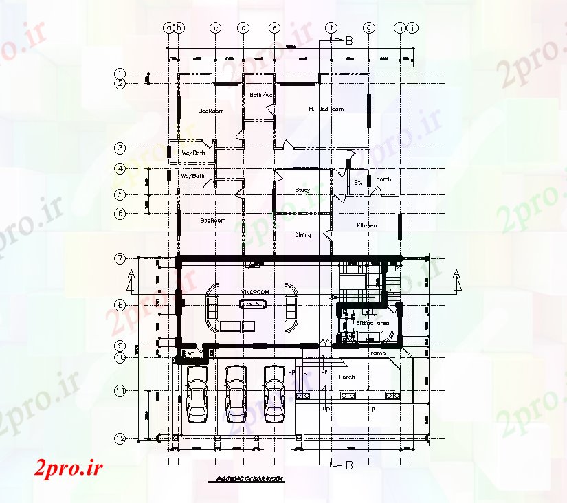 دانلود نقشه مسکونی  ، ویلایی ، آپارتمان  x30m 3BHK از زمین طرحی خانه طبقه   rawign اتوکد     (کد168278)