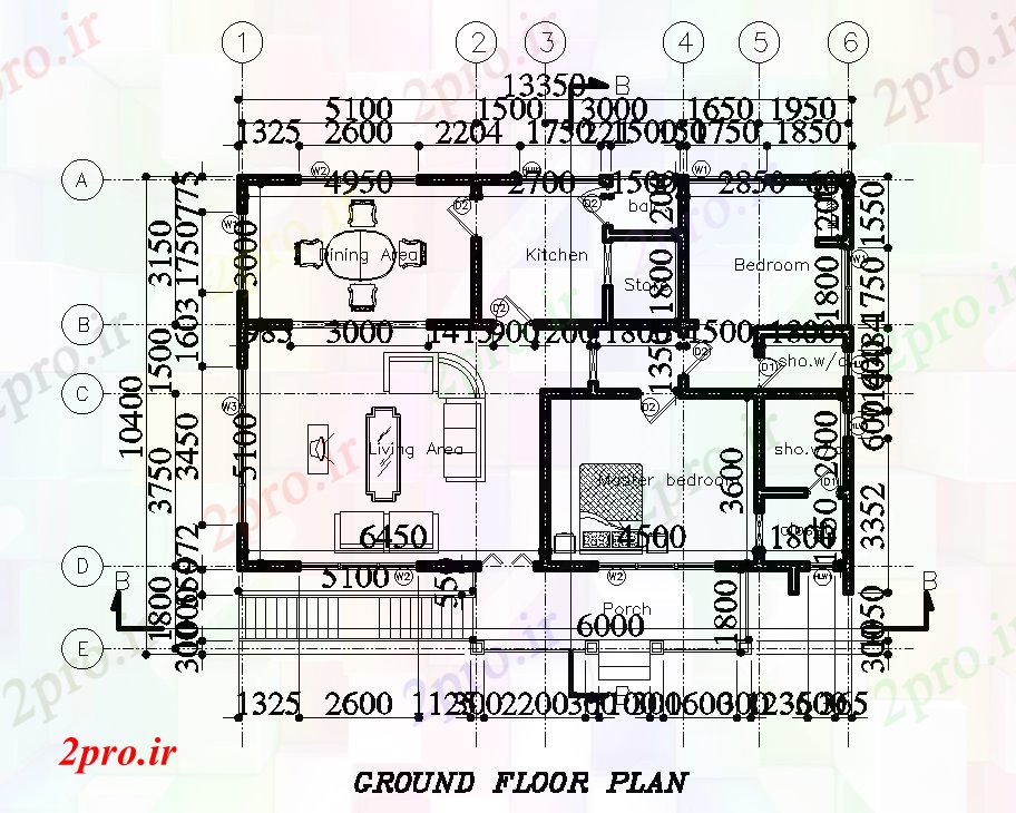 دانلود نقشه مسکونی ، ویلایی ، آپارتمان طرحی خانه 14x10m 9 در 13 متر (کد168283)