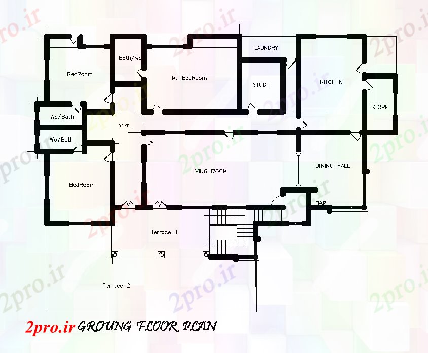 دانلود نقشه جزئیات طراحی در و پنجره  طرحی خانه 3Bhk   (کد168315)