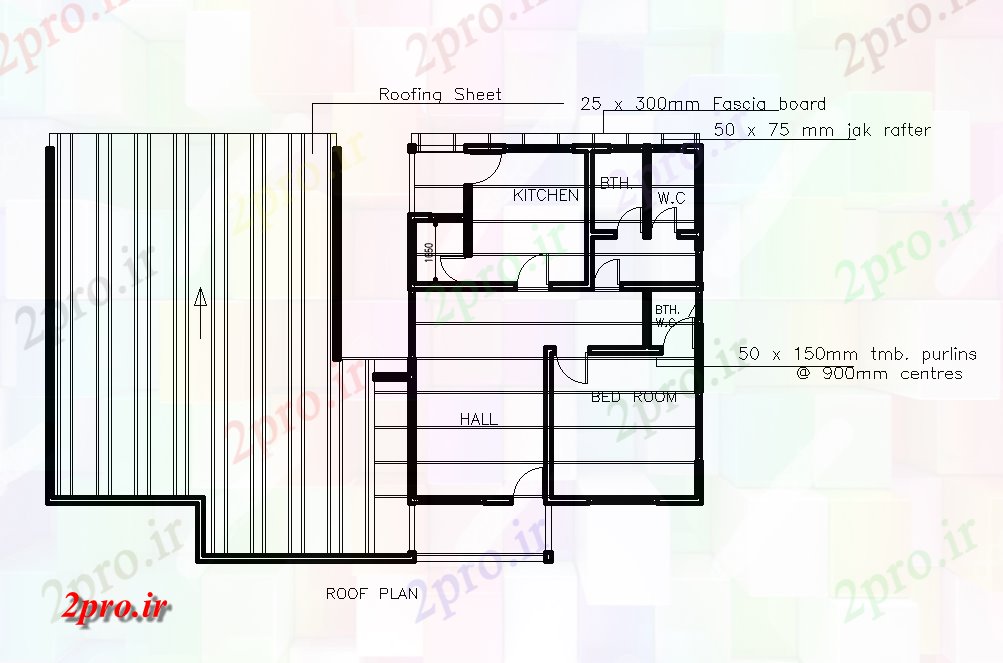 دانلود نقشه طرحی سقف طبقه همکف طرحی خانه دوقلو 17x11m   (کد168322)