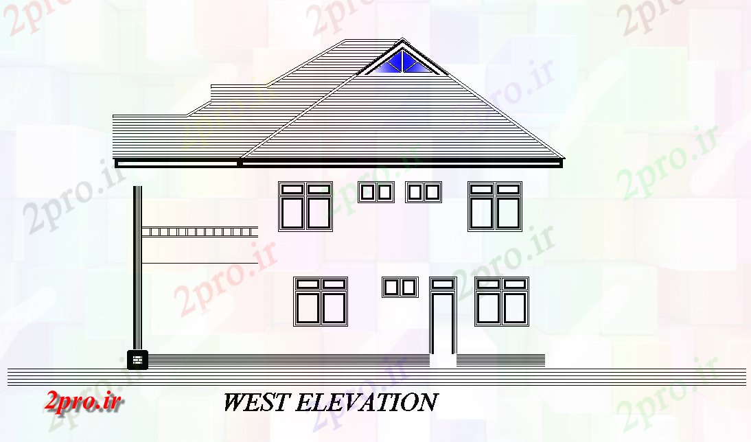 دانلود نقشه مسکونی  ، ویلایی ، آپارتمان  نما سمت غرب از 18x14m اولین طرحی خانه طبقه   (کد168333)