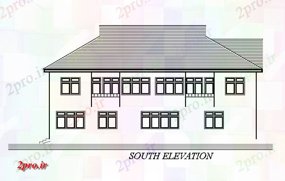 دانلود نقشه مسکونی  ، ویلایی ، آپارتمان  نما ضلع جنوبی 18x14m اولین طرحی خانه طبقه   (کد168335)