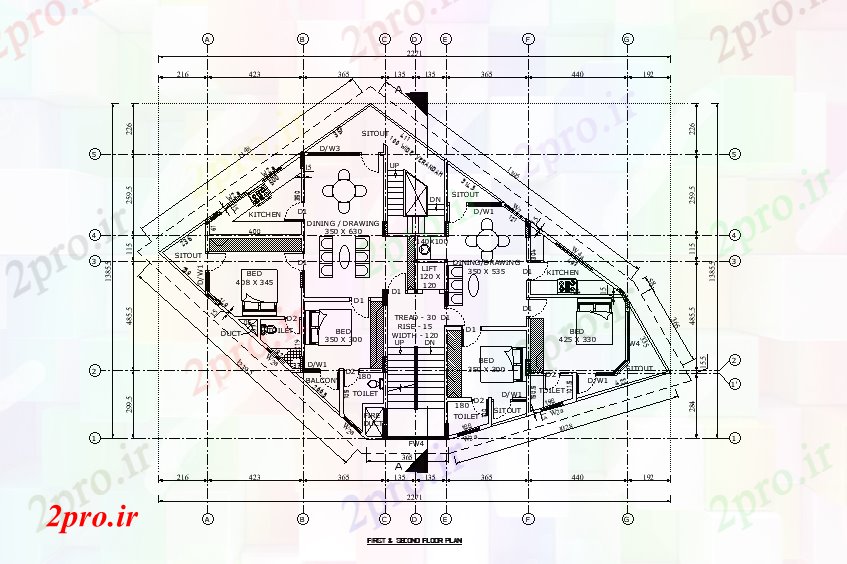 دانلود نقشه مسکونی  ، ویلایی ، آپارتمان  x14m طرحی خانه دوقلو   (کد168359)