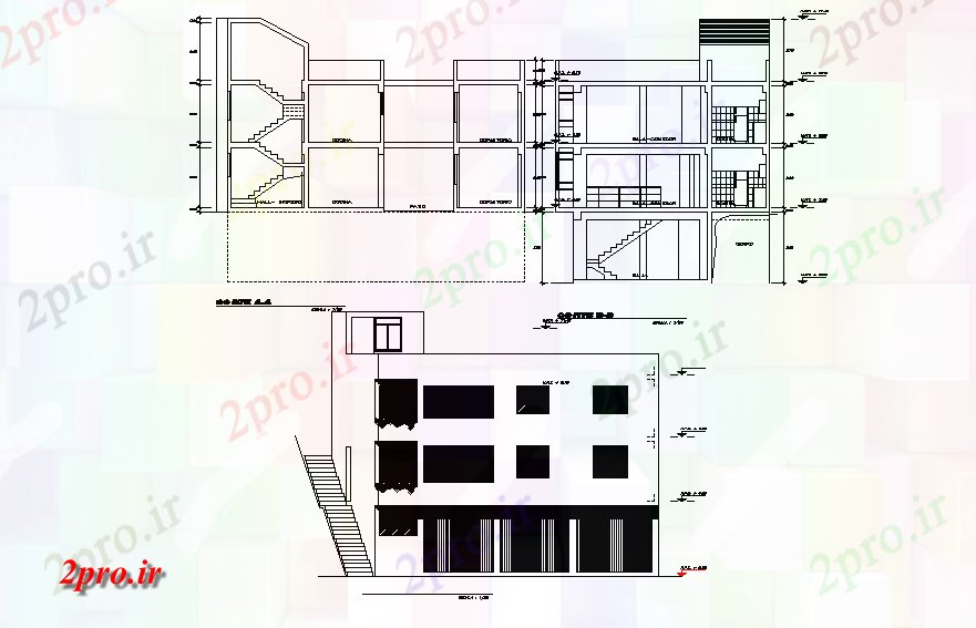 دانلود نقشه  بخش از طرحی خانه معماری 14x9m   (کد168366)