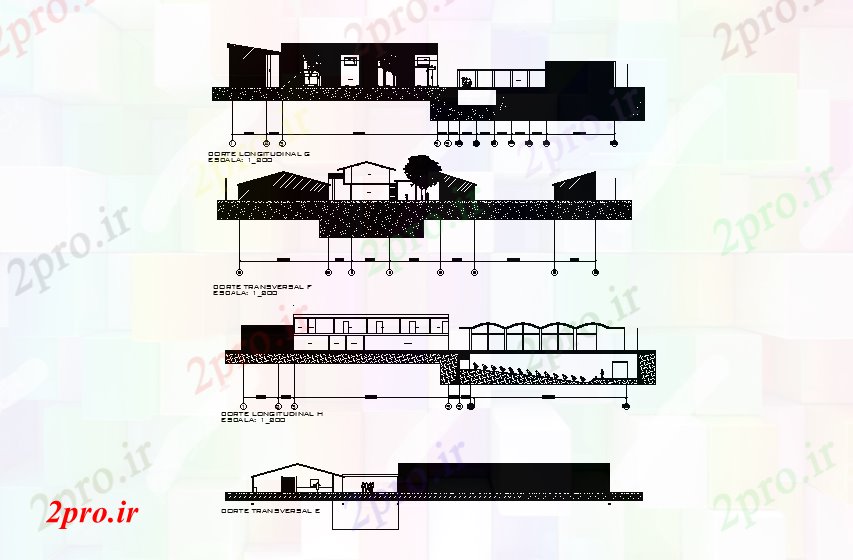 دانلود نقشه پلان مقطعی  بخش از ساختمان مدرسه   (کد168375)