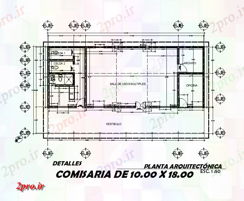 دانلود نقشه ساختمان اداری - تجاری - صنعتی از طرحی طبقه ساختمان شرکت که نشان می دهد پرونده 10 در 18 متر (کد168396)