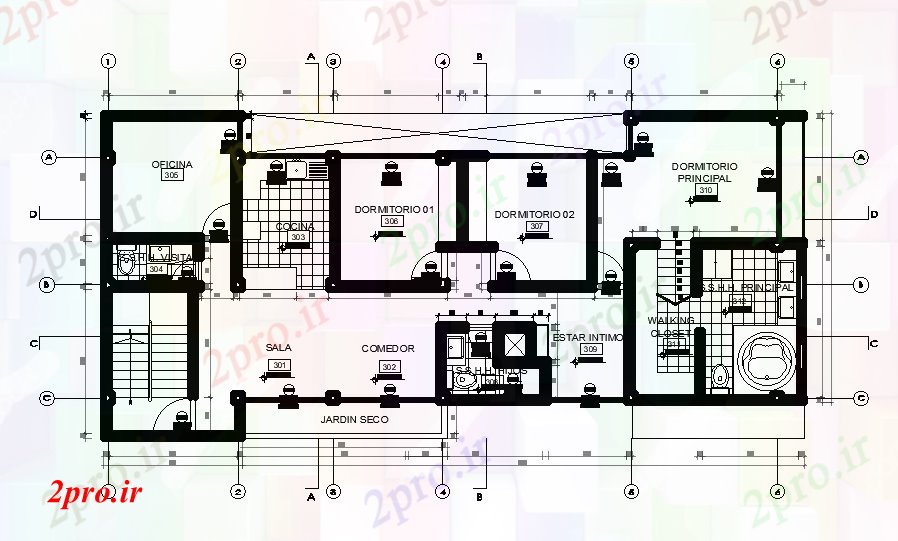 دانلود نقشه مسکونی ، ویلایی ، آپارتمان متر مربع خانه طرحی با مرکز خط 8 در 19 متر (کد168405)