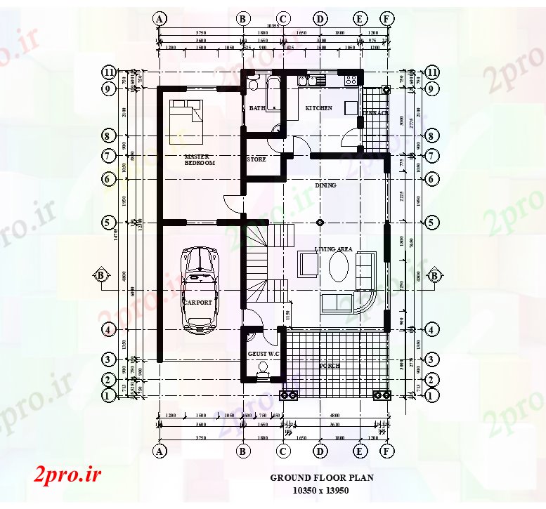 دانلود نقشه مسکونی ، ویلایی ، آپارتمان x15m زمین طرحی خانه طبقه 10 در 14 متر (کد168444)