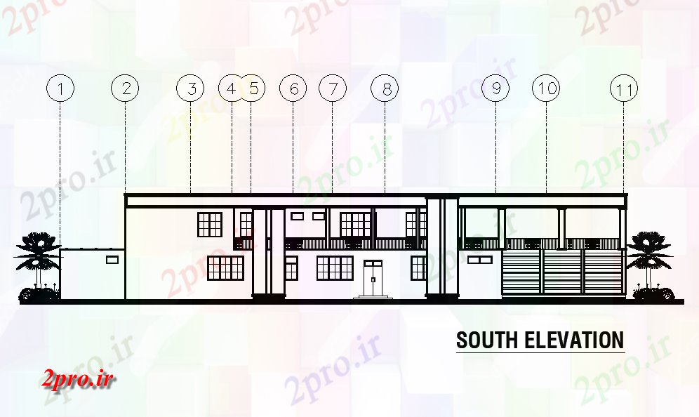 دانلود نقشه مسکونی  ، ویلایی ، آپارتمان  نما ضلع جنوبی 40x26 طرحی خانه   (کد168470)