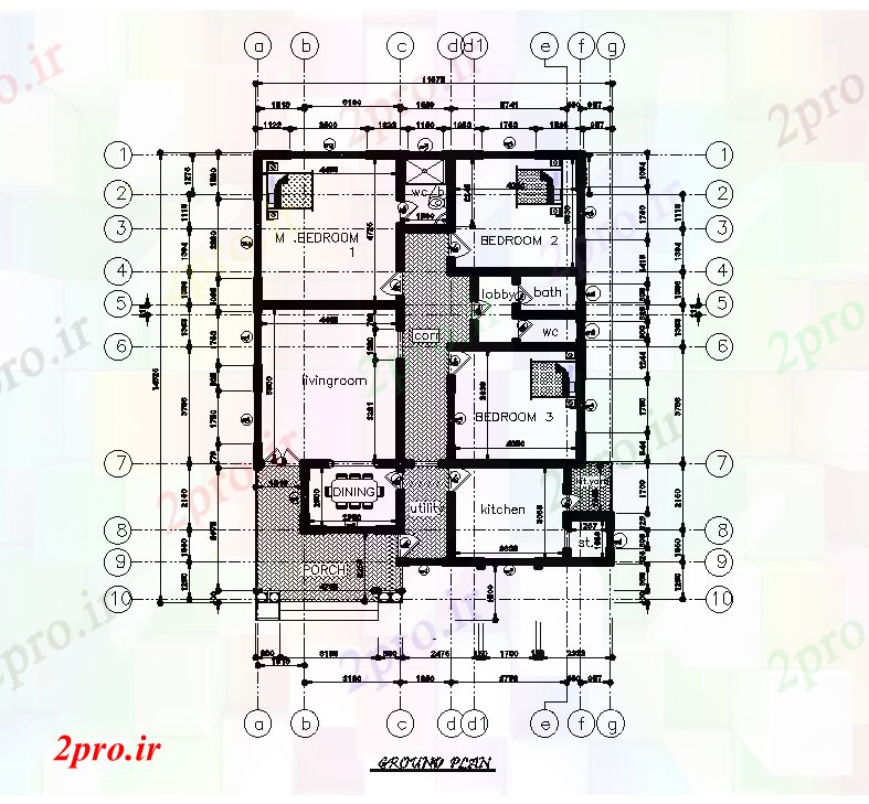 دانلود نقشه مسکونی ، ویلایی ، آپارتمان طرحی خانه 12x14m اتوکد 11 در 14 متر (کد168507)