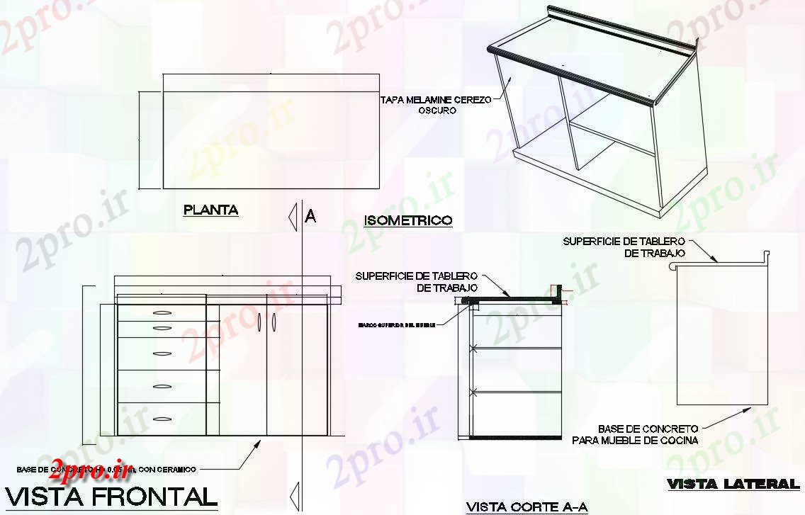 دانلود نقشه جزئیات طراحی ساخت آشپزخانه طرحی پایین نانوا   (کد168531)