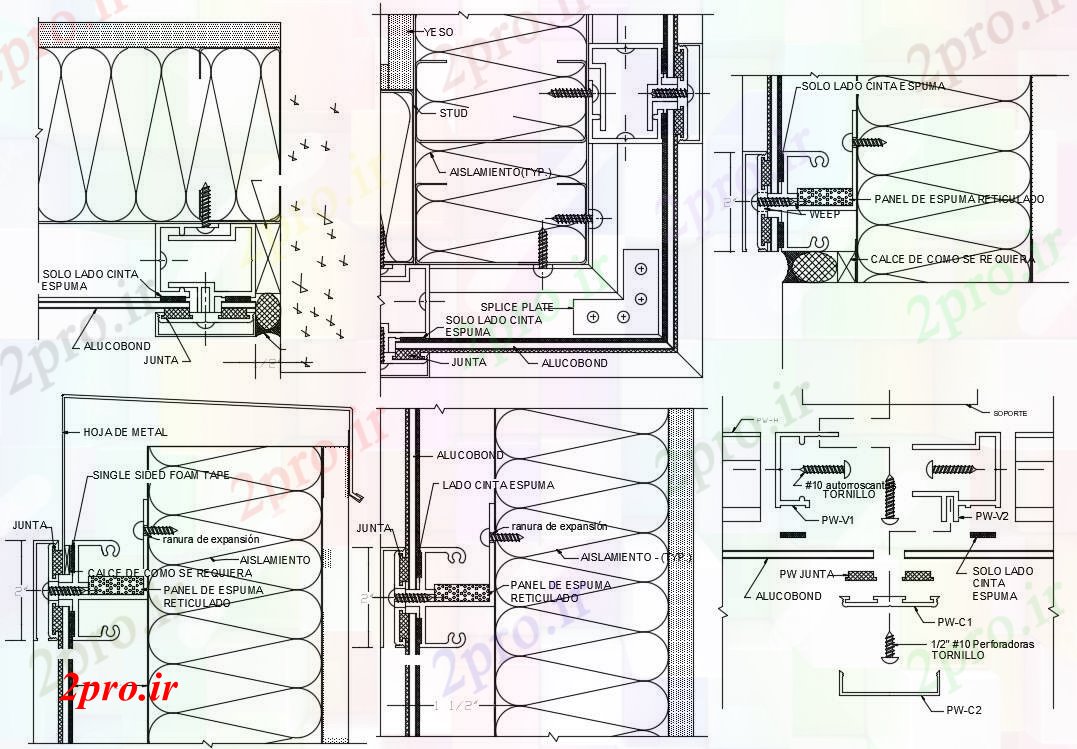 دانلود نقشه طراحی جزئیات ساختار جزئیات ساخت و ساز ALUCOBON   (کد168556)
