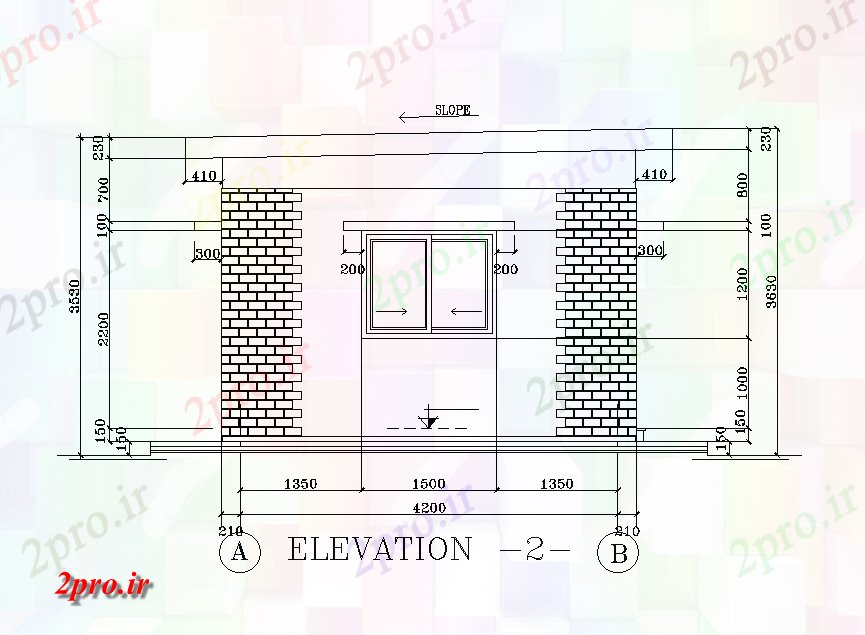 دانلود نقشه طراحی جزئیات ساختار نما مقابل کار آجر ساختمان اتاق نگهبانی   (کد168564)