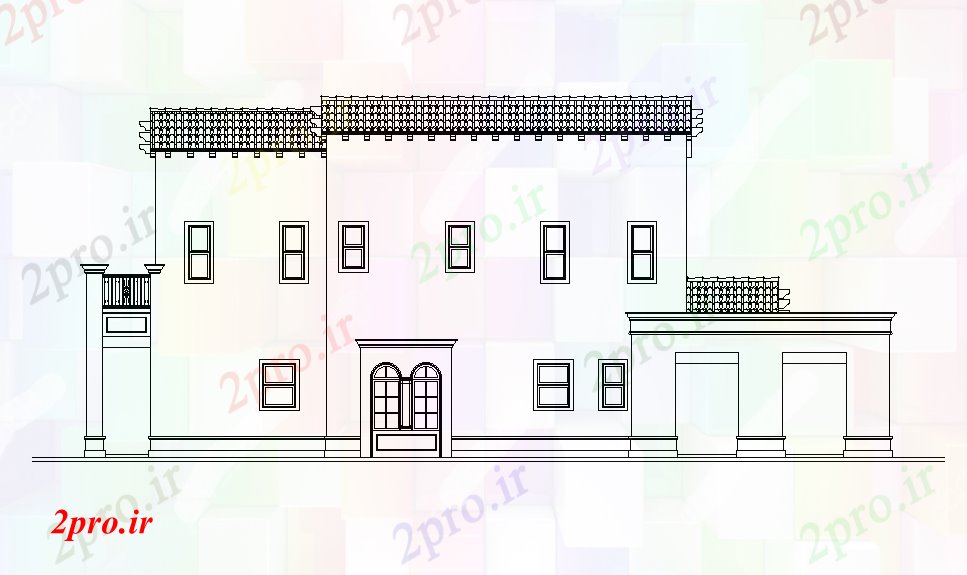 دانلود نقشه خانه های کوچک ، نگهبانی ، سازمانی - نما پشت ساختمان ویلا  طراحی model   (کد168591)