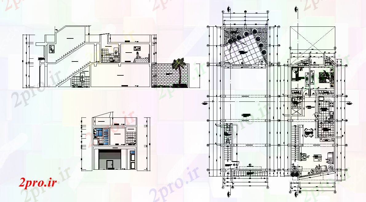 دانلود نقشه مسکونی ، ویلایی ، آپارتمان طرحی 6x20m تنها طبقه مسکن خانواده 5 در 14 متر (کد168635)