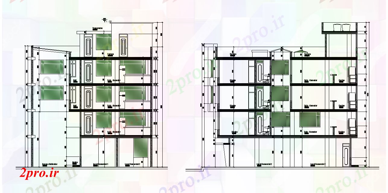 دانلود نقشه مسکونی  ، ویلایی ، آپارتمان   نما 11x12m طرحی معماری خانه   (کد168648)