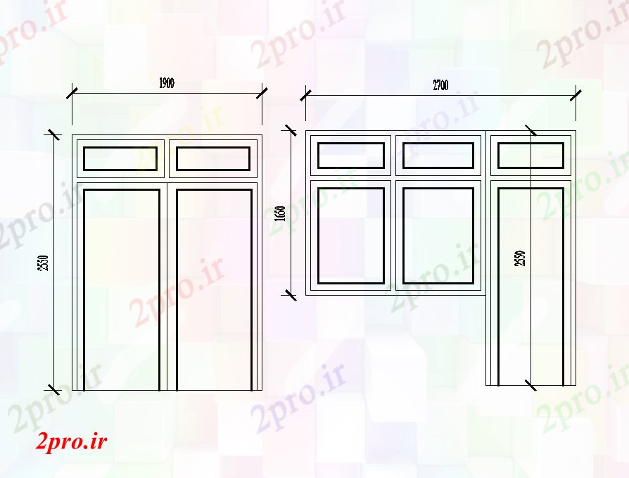 دانلود نقشه جزئیات طراحی در و پنجره  درب و تقدیر درب پنجره طرحی در طرحی خانه 18x14m   (کد168654)
