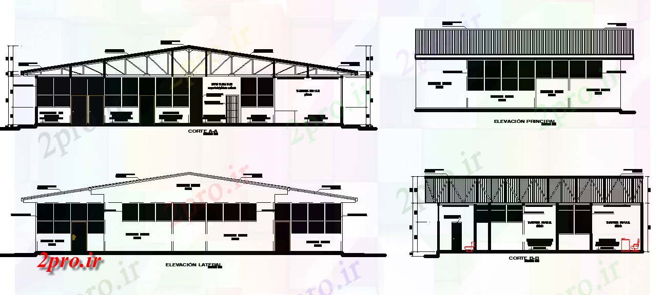 دانلود نقشه پلان مقطعی بخش و نما ساختمان خانه   اتوکد  (کد168702)
