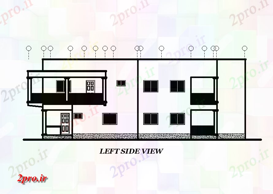 دانلود نقشه مسکونی  ، ویلایی ، آپارتمان  نما سمت چپ طرحی خانه   اتوکد  (کد168727)