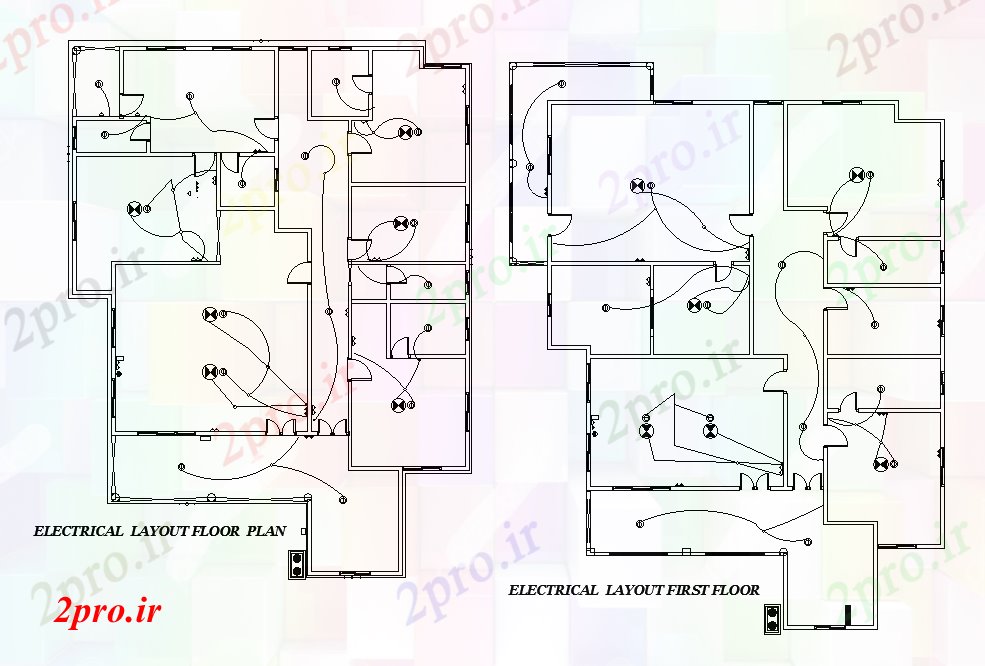 دانلود نقشه برق مسکونی طرحی برق از طرحی خانه   اتوکد    (کد168728)