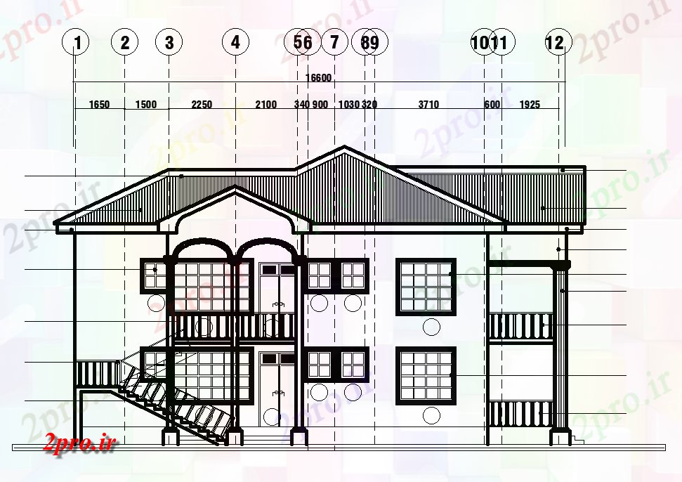 دانلود نقشه مسکونی  ، ویلایی ، آپارتمان  نما سمت ر طرحی خانه 18x17m   (کد168785)